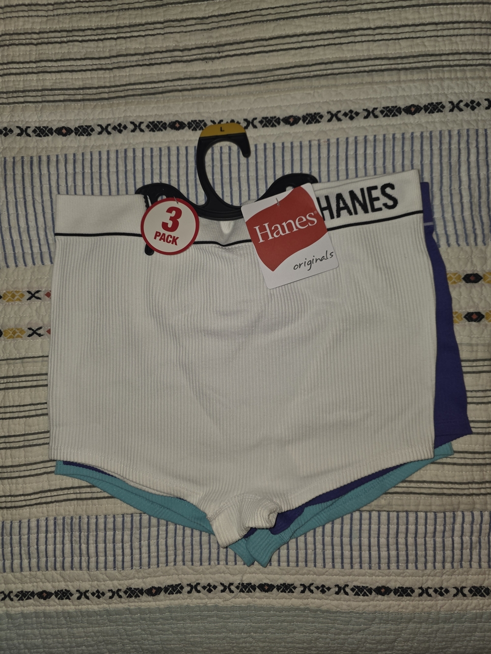 Hanes Women's 3-Pack Cotton Stretch Boyshort Briefs - White, Teal, Purple